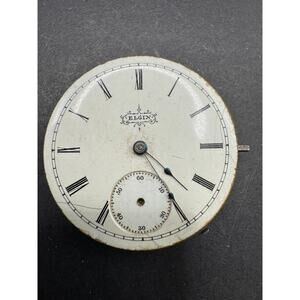 Antique Elgin Men's Pocket Watch Movement USA 34MM For Parts Or Repair